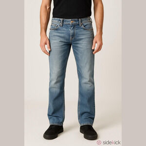 Rock Revival Blue Straight Leg Jeans Unisex Size 27x32